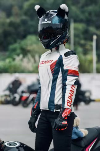 D-2178  Sheep pattern PU leather and cotton couple jacket