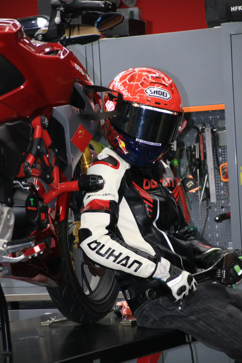 D-2168.  Sheep pattern PU leather and cotton couple jacket