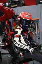 D-2168.  Sheep pattern PU leather and cotton couple jacket